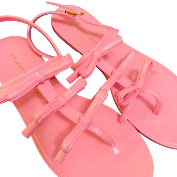 Stuart Weitzman Felicity Bow Jelly Sandals In Pink Size 38.5 / 8 - Picture 7 of 11